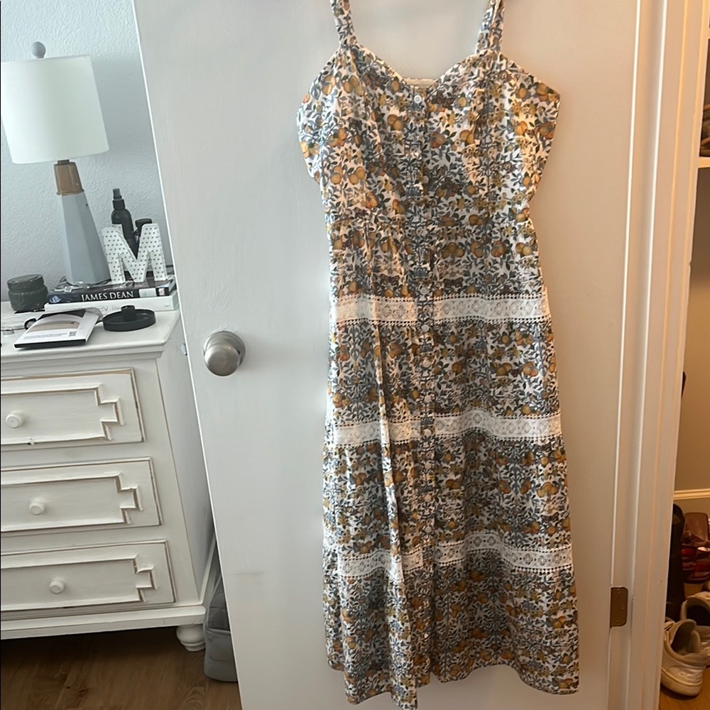 Antonio Melani Floral Lace Trim Midi Dress